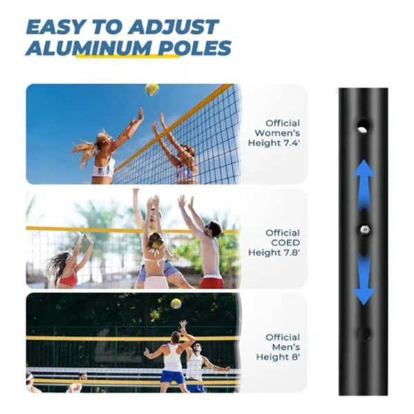 Red De Voleibol Portatil Con Tensor Amarillo